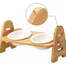 Plato Comedero Doble Graduable Antireflujo Mascotas Blanco