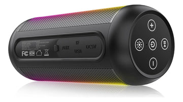 Parlante Bluetooth Portátil 1Hora BOC242 FM Bocina con Luces RGB Conectividad AUX/USB/TF Color Negro Ideal para Fiestas y Cumpleaños