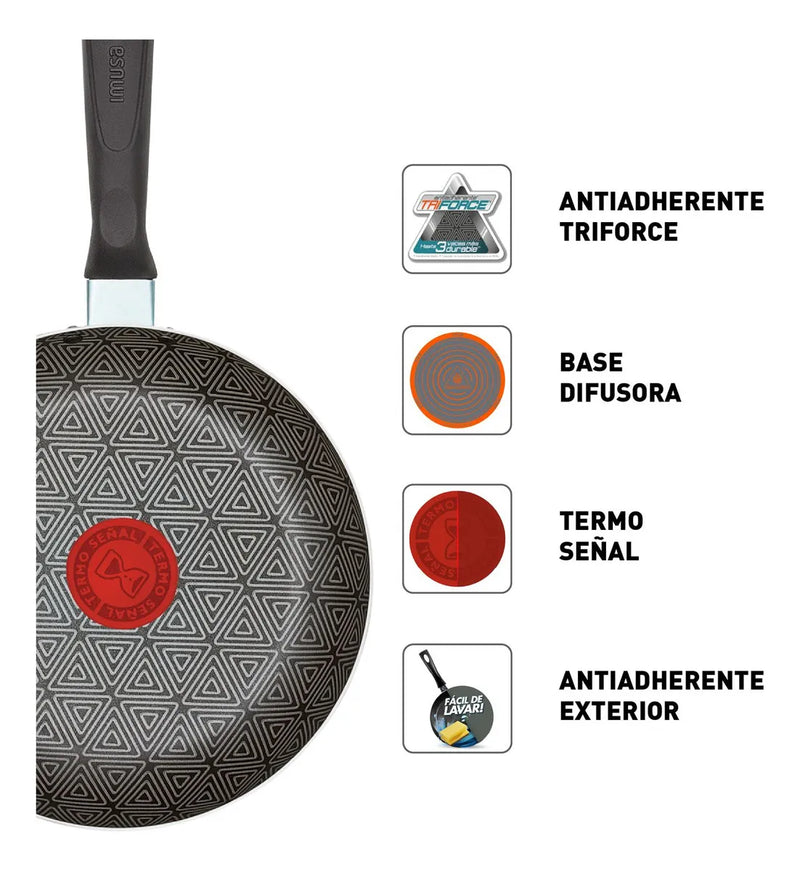 Sartén Antiadherente 30cm Imusa Talent Con Tapa De Vidrio Color Gris