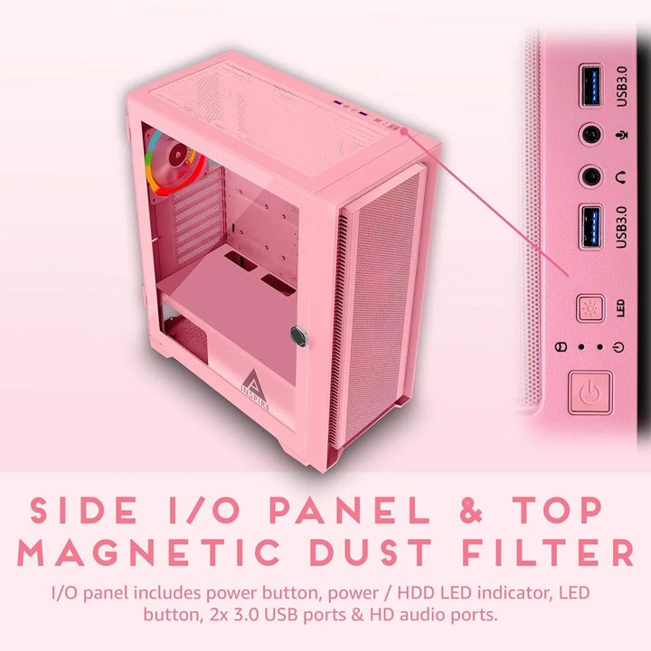 Caja Pc Apevia Inspire-pk Rosa Atx Con 4 Ventiladores Argb