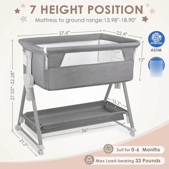Cuna Portátil Ajustable Con Ruedas Y Colchón Para Bebé