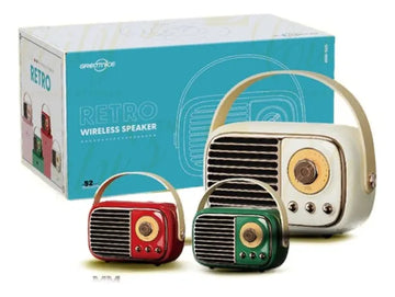 Parlante Bluetooth Radio Fm Vintage Recargable 5v Lector Usb Rojo, Verde, Beige