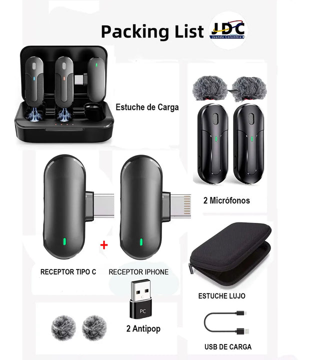 Micrófono Inalámbrico Vimai M8 Solapa Dual iPhone/USB-C Cancelación Ruido