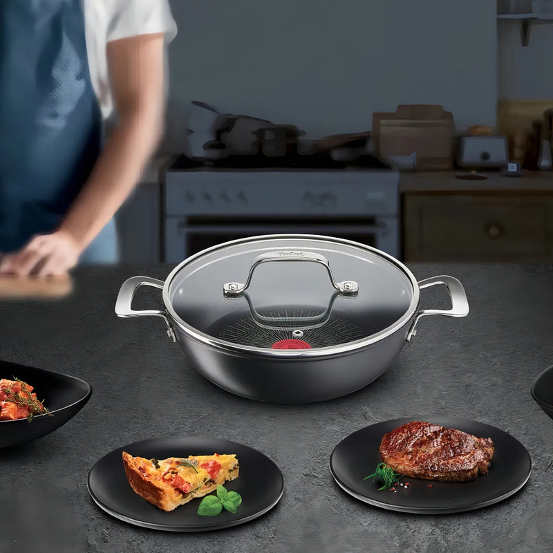 Olla Baja Tefal Unlimited 26cm Antiadherente Color Negro