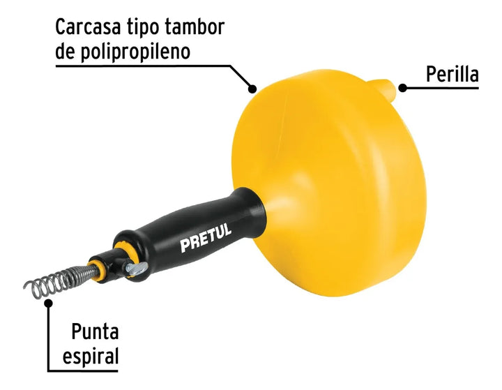 Destapacaños Destapa Caños Cañeria Sonda 4,5 M X 1/4 Pretul