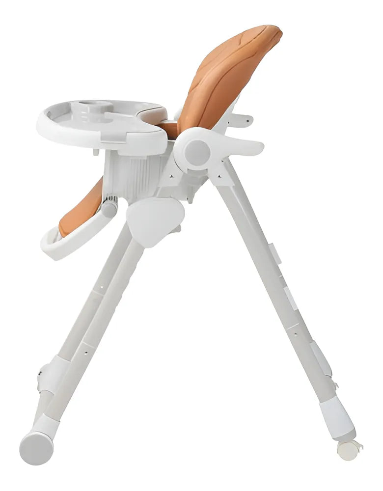Carestino silla de comer petra marrón ocre plegable altura adaptable con bandeja extraíble