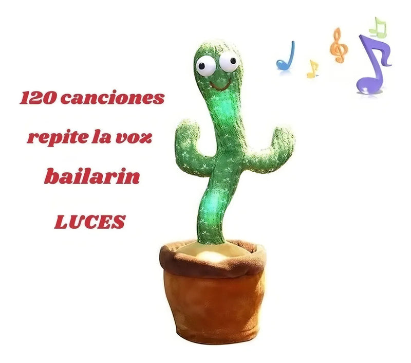 Cactus Bailarín Musical Repite Voz Recargable Interactivo