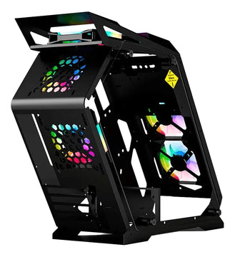 Gabinete Chasis Pc Gamer Tridimensional Rgb Negro + 6 Cooler