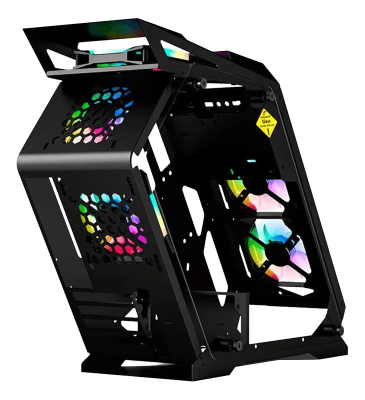 Gabinete Chasis Pc Gamer Tridimensional Rgb Negro + 6 Cooler