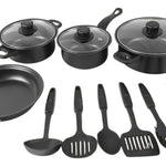 Set De Utensilios De Cocina Ollas Y Sartenes 13 Piezas Negro