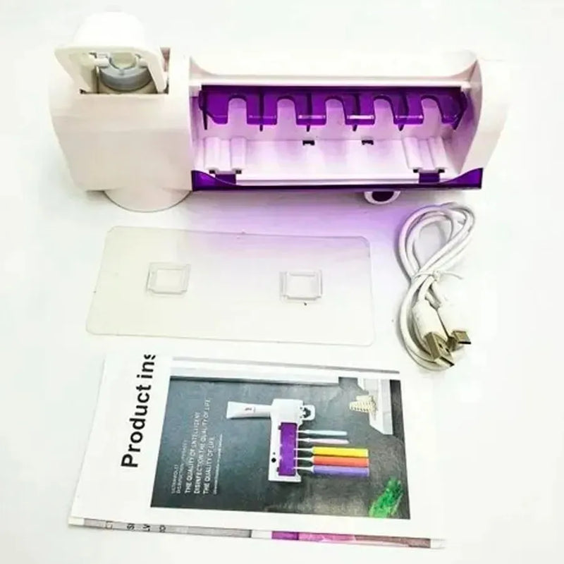Soporte Esterilizador Cepillos Uv+dispensador Crema Recargab