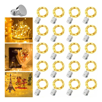 20pzs Cadena De Luces Hadas Con Pilas 2m 20 Luces Led Luces Blanco Cálido