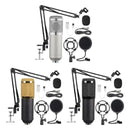 Kit Micrófono Condensador + Tarjeta Sonido Bluetooth V8 Negro