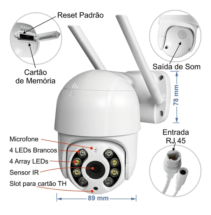 Cámara de seguridad WiFi para exteriores, 2 megapíxeles, sonido, visión nocturna, color blanco