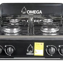 Estufa De Sobremesa 4 Puestos Omega Quemador Pesado Aluminio Color Negro