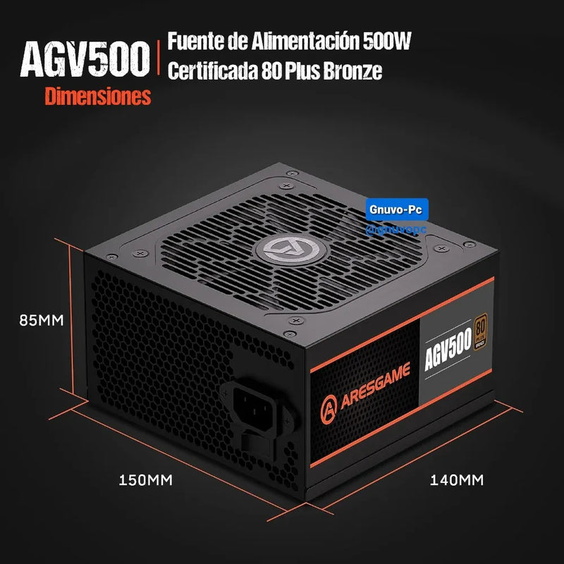 Fuente De Poder 500w Bronce 80+ Reales 500 W 80 Plus Bronze Negro