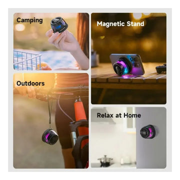 Mini Parlante Altavoz Soporte Magnético Portátil Bluetooth Negro