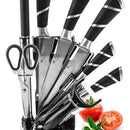 Juego de Cuchillos Profesionales Chef Master 807601 9 Piezas con Soporte Giratorio Acero Inoxidable