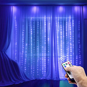 Cortina De Luces Led 300, Decoración Navideña Usb Azul