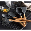 Genérica Silicone Set 12 Utensilios Resistente Calor Negro