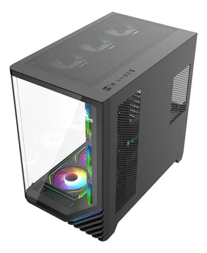 Gabinete Gamer Iceberg Crystal Wave L 7 Ventiladores Argb Negro