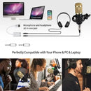 Kit Micrófono Condensador + Tarjeta Sonido Bluetooth V8 Negro