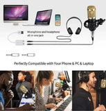 Kit Micrófono Condensador + Tarjeta Sonido Bluetooth V8 Negro