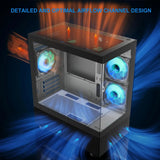 Chasis Gamer Sevenhero M-atx Con 3 Ventiladores Argb Negro