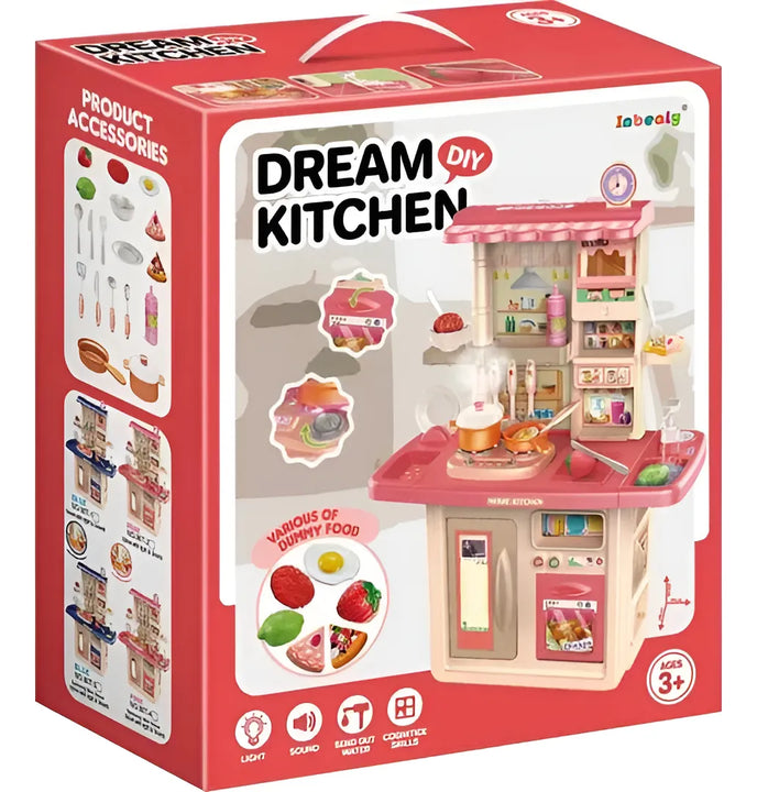 Cocina Juguete Rosa Plástico DIY Modelo 70T2 Con Luz Sonido Horno