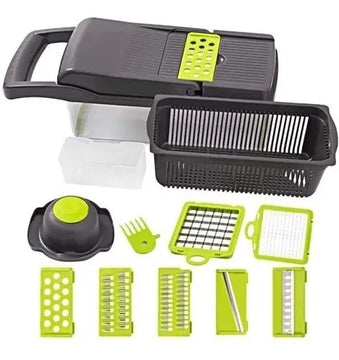 Picador Rallador Verduras Mandolina 12en1 Ayudante De Cocina Verde