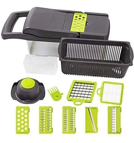 Picador Rallador Verduras Mandolina 12en1 Ayudante De Cocina Verde