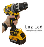 Taladro Percutor Inalámbrico 13mm 48v Brushless + Accesorios Amarillo 50/60