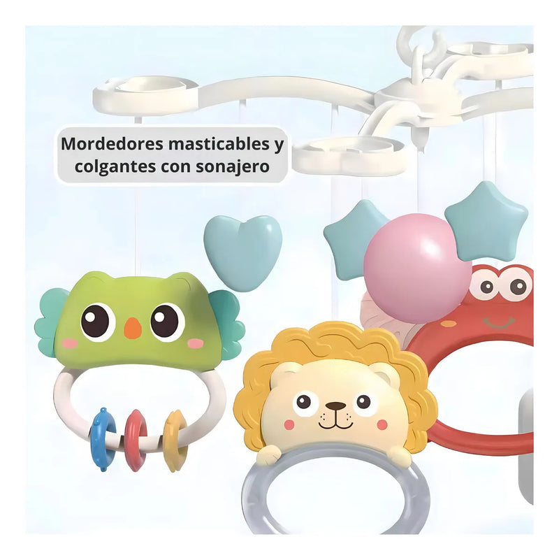 Móvil Musical Para Cuna Bebe Con Proyector Y Rotación 360° Color Azul Pájaro