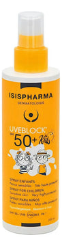 Protector solar infantil Isispharma Uveblock Uveblock Kids 50FPS en atomizador 200mL