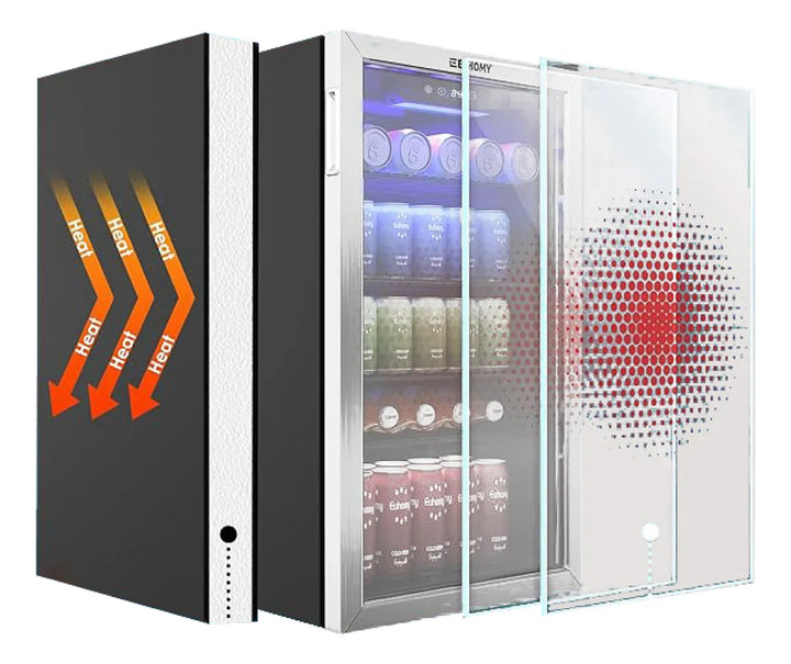 Refrigerador Y Nevera De Bebidas, Minibar Cap 120 Latas Acero Inoxidable Y Negro