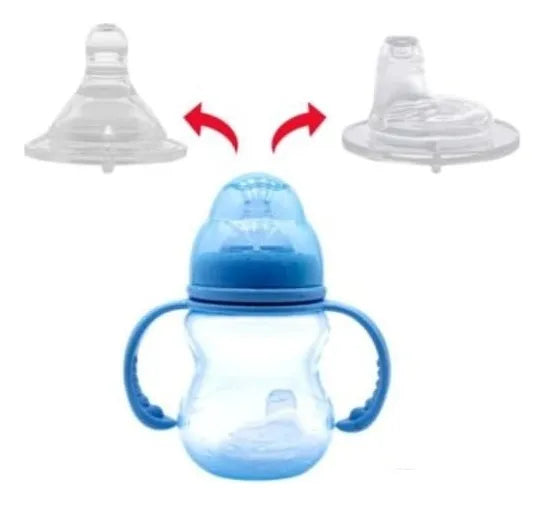 Tetero Transicional De Doble Chupo Biberon 8 Onz Vaso Bebe Azul Marino Biberon A Vaso