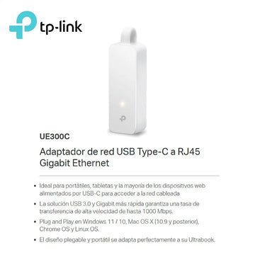 Tarjeta De Usb Tipo-c A Rj45 Red Lan Gigabit, Tp-link Ue300c