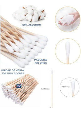 Aplicadores De Madera Con Algodon