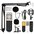 Kit Micrófono Condensador + Tarjeta Sonido Bluetooth V8 Negro