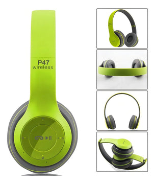 Audifonos Bluetooth Diadema Inalambricos P47 Microfono Radio Color Verde