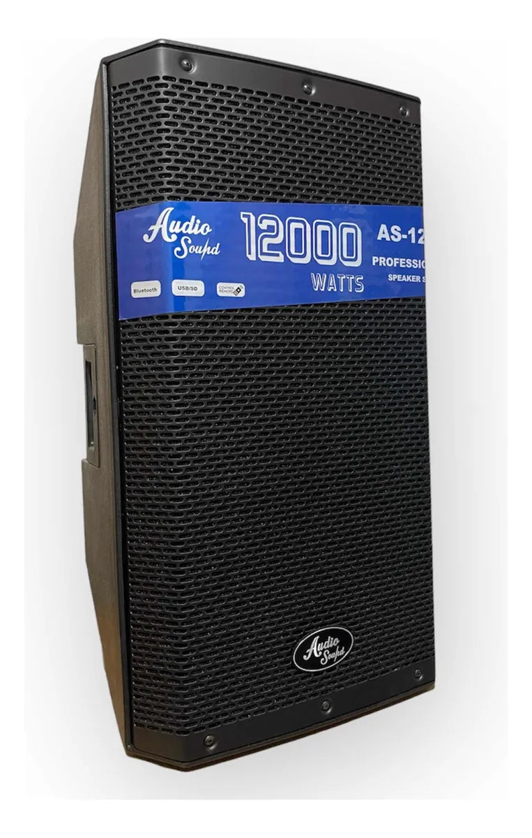 Parlante Activo Audio Sound 12 Pulgadas 12.000w +base Y Mic Negro