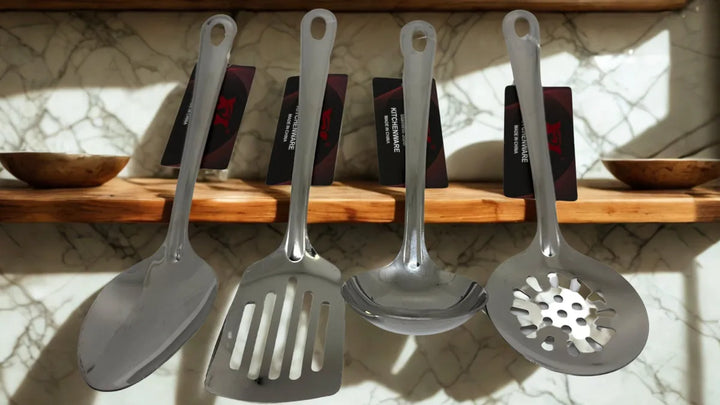 Cucharas Utensilios Acero Inoxidable Cocina Cucharones X4und Plateado