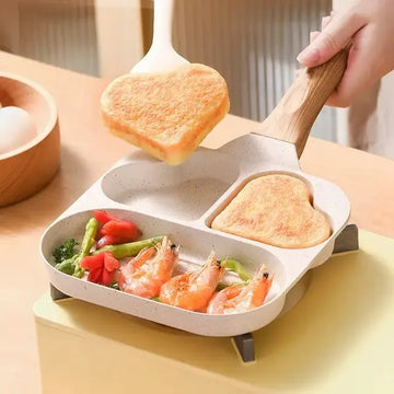 Sartén Para Huevos Fritos Forma De Corazón 3 Puestos Niños Beige