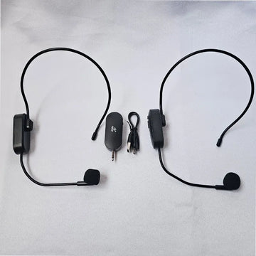 Microfono Doble Diadema Inalambricas 2.4g Receptor Plug Color Negro