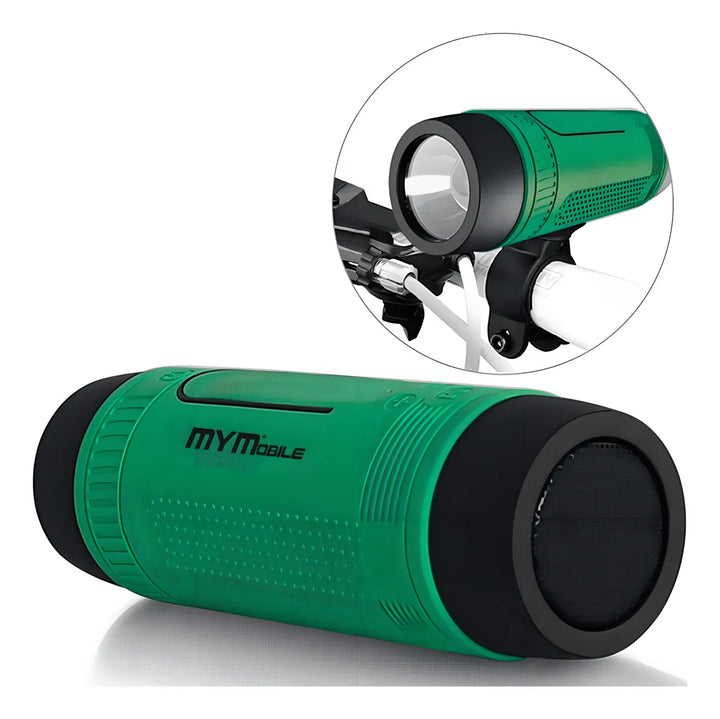 Parlante Para Bicicleta Con Bluetooth Linterna Power Bank Color Verde