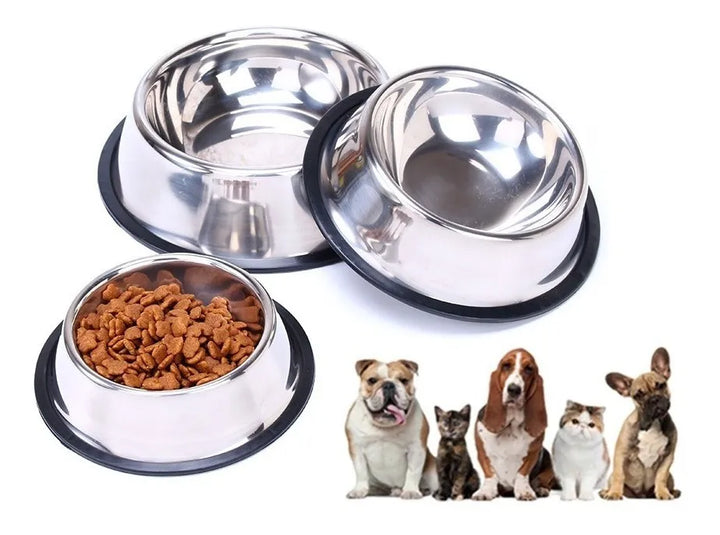 Comedero Plato Para Perros Y Gatos En Acero Inoxidable 22cm Color Plateado
