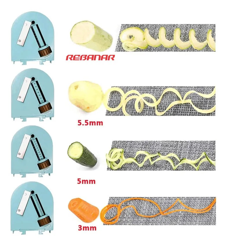 Cortador Vegetales Espiral Rallador Verdura Spaguetti 4 En 1