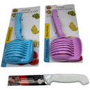 Cortadora De Frutas Verduras Y Pinzas De 2 Piezas + Cuchillo Rosa Chicle