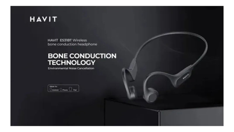 Audífonos De Conducción Osea Bluetooth 5.3 Ipx5 Havit E531bt Negro