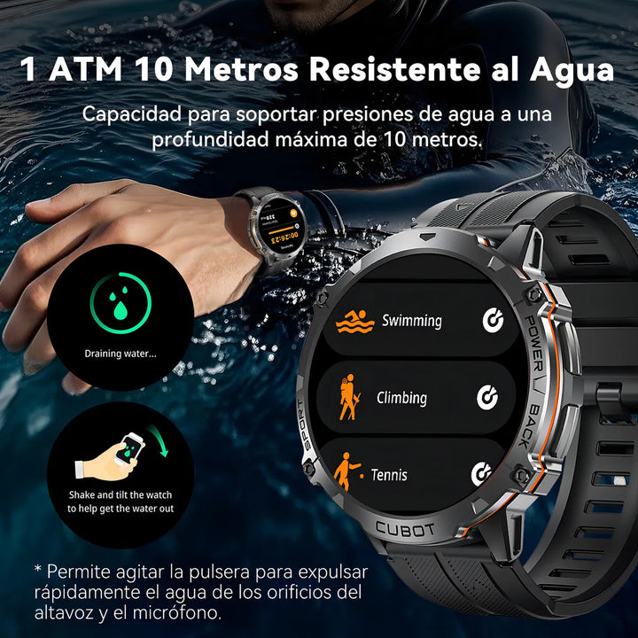 Cubot Smartwatch Reloj Inteligente X3 Bluetooth Llamada 1.73 Impermeable Negro